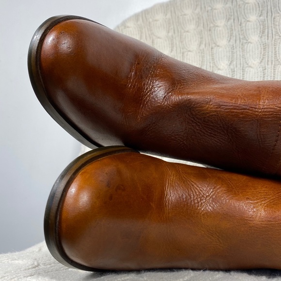 PENNY LOVES KENNY leather bootleg cognac boots stacked heel size 8.5  #2090 - Picture 3 of 11